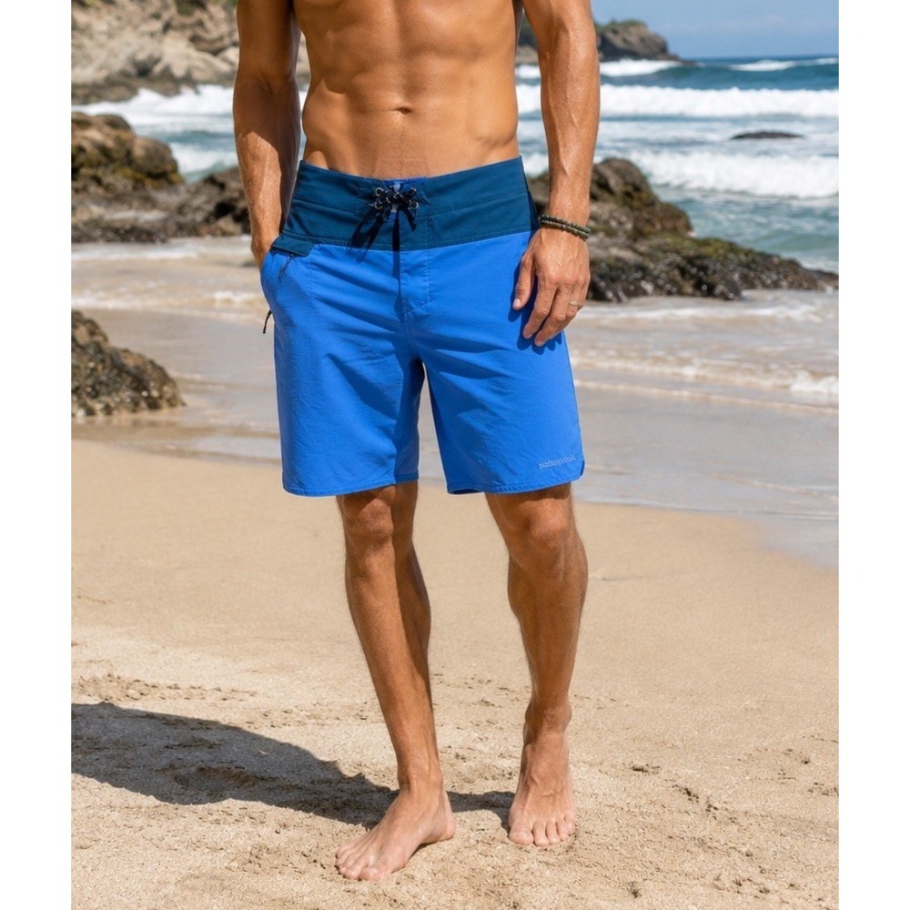 Patagonia Board Shorts Mens 30 Blue Excellent Stretch Planing Swim Trunks 86563